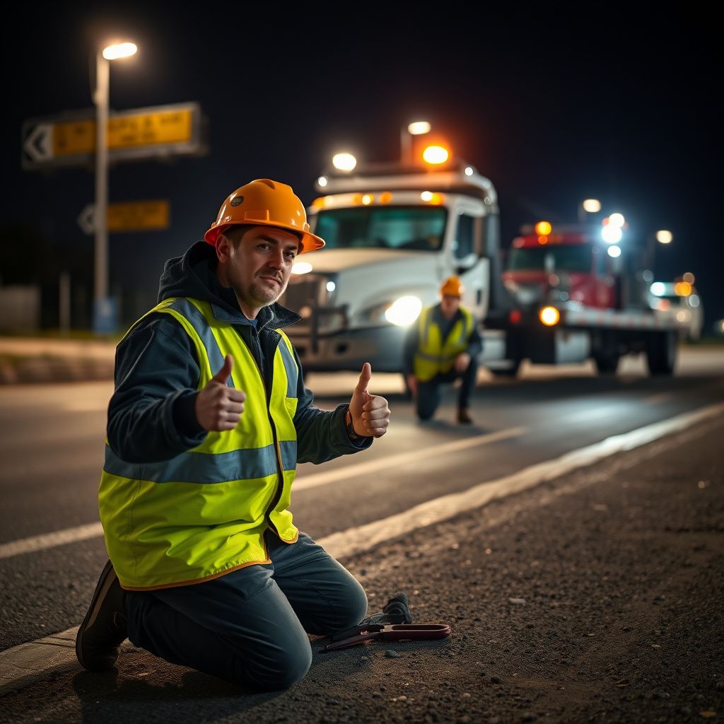 A Snappy Towing technician safely securing a vehicle onto a flatbed truck on a road in Cole Harbour, NS.
