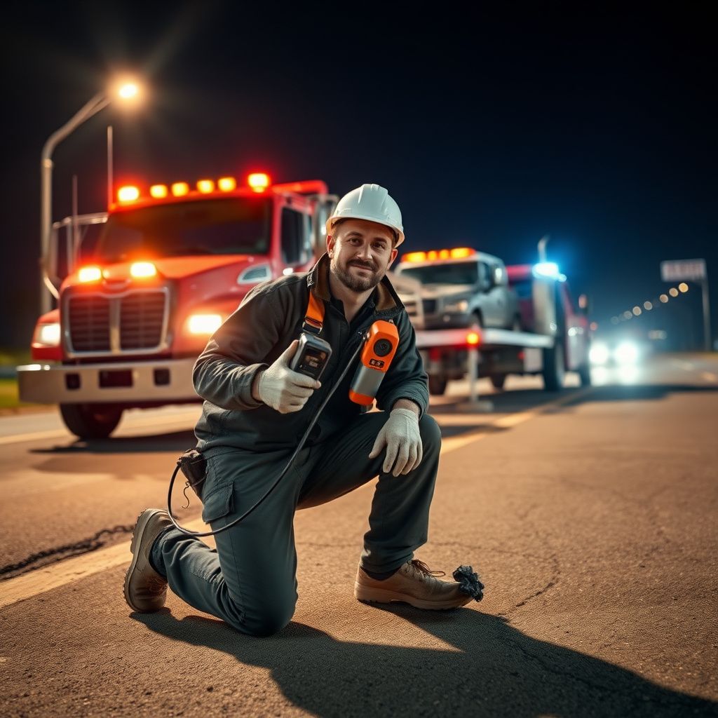 A Snappy Towing technician safely securing a vehicle onto a flatbed tow truck during daylight hours in Lawrencetown, NS.